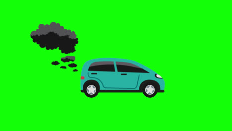 Animation-Des-Autosymbols-Zur-Luftverschmutzung.-Fahrzeugschleifenanimation-Mit-Alphakanal,-Grüner-Bildschirm.